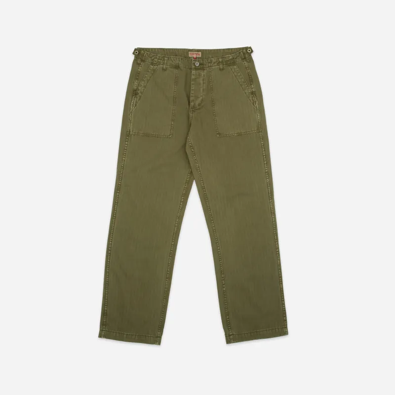 HERRINGBONE FATIGUE PANT - GREEN sold by Dubbleware