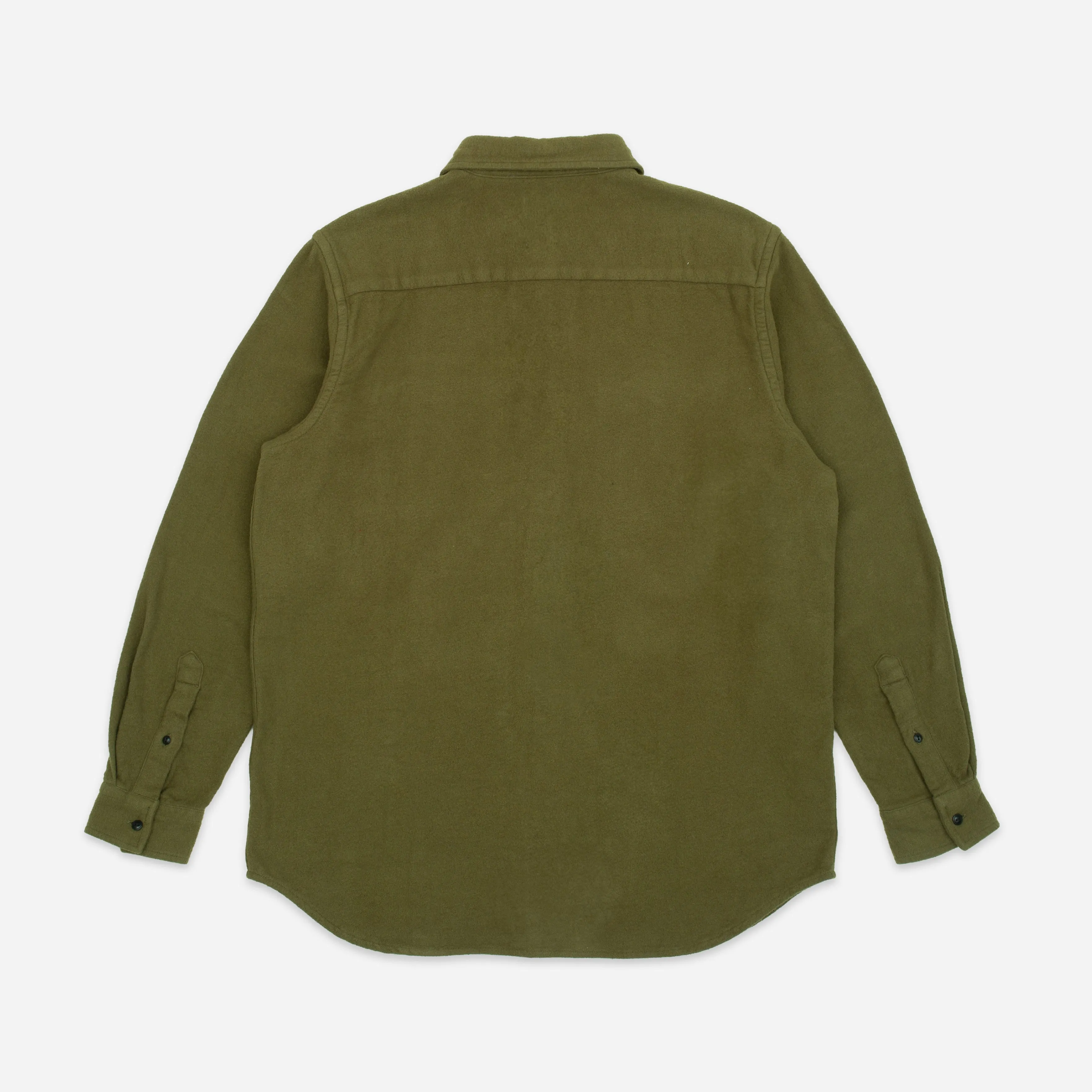 NOTCHED POCKET HEAVY FLANNEL OVERSHIRT - OLIVE sold by Dubbleware product image thumbnail 3