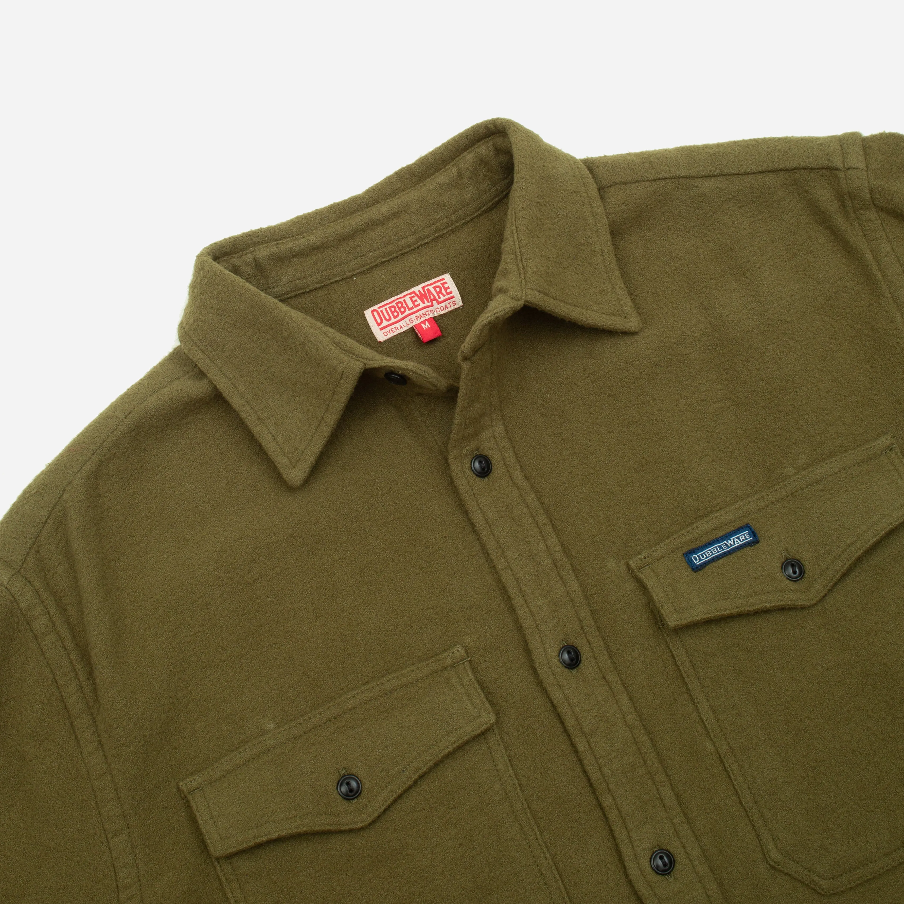 NOTCHED POCKET HEAVY FLANNEL OVERSHIRT - OLIVE sold by Dubbleware product image thumbnail 4