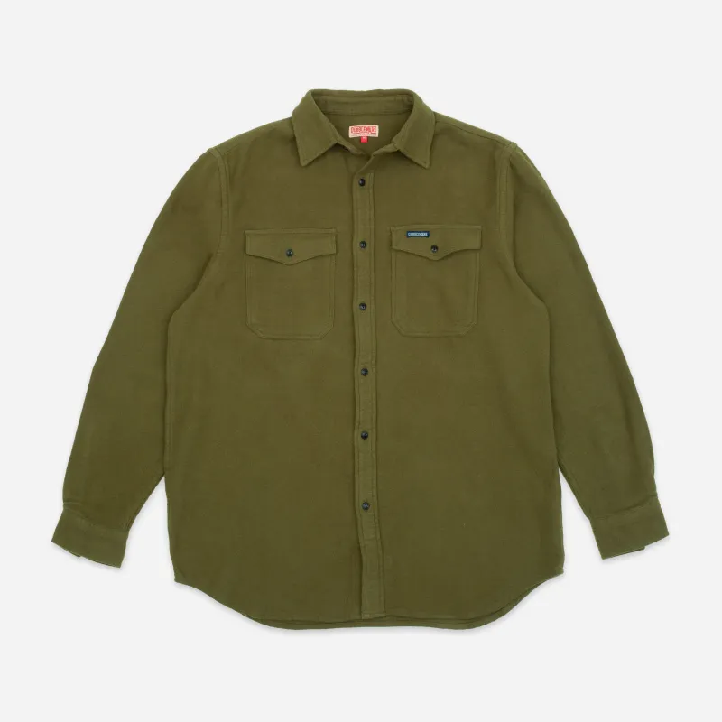 NOTCHED POCKET HEAVY FLANNEL OVERSHIRT - OLIVE sold by Dubbleware