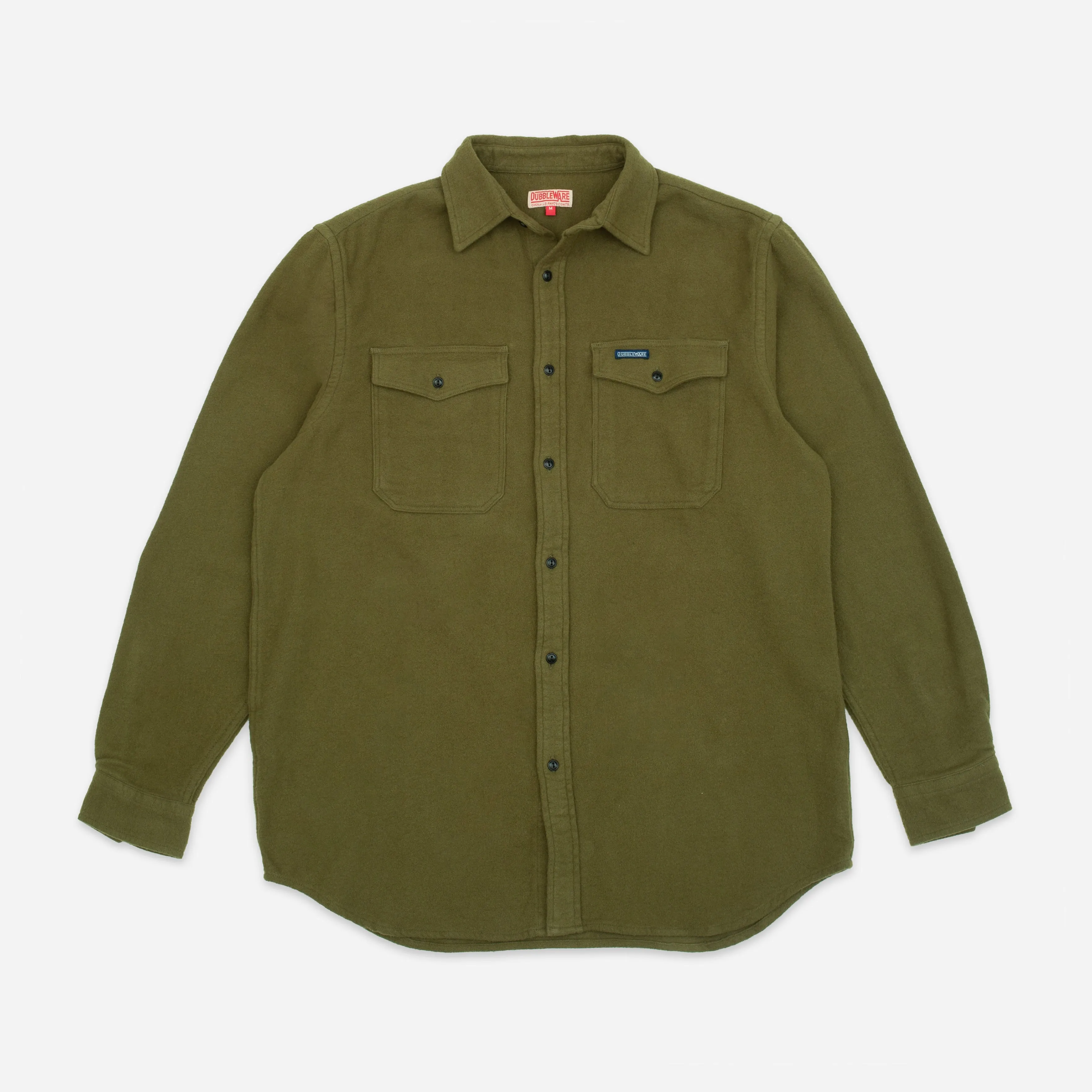 NOTCHED POCKET HEAVY FLANNEL OVERSHIRT - OLIVE sold by Dubbleware