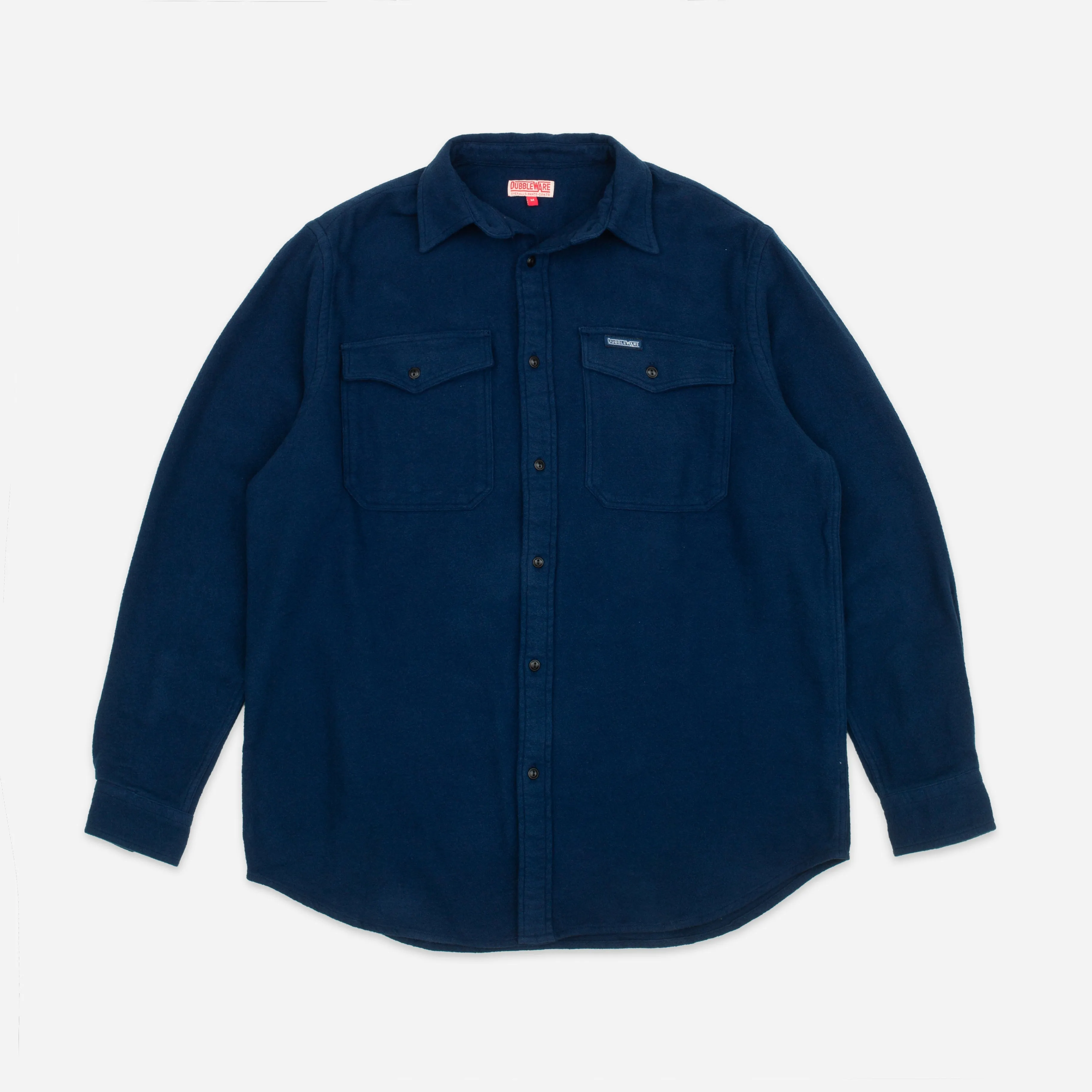 NOTCHED POCKET HEAVY FLANNEL OVERSHIRT - NAVY sold by Dubbleware
