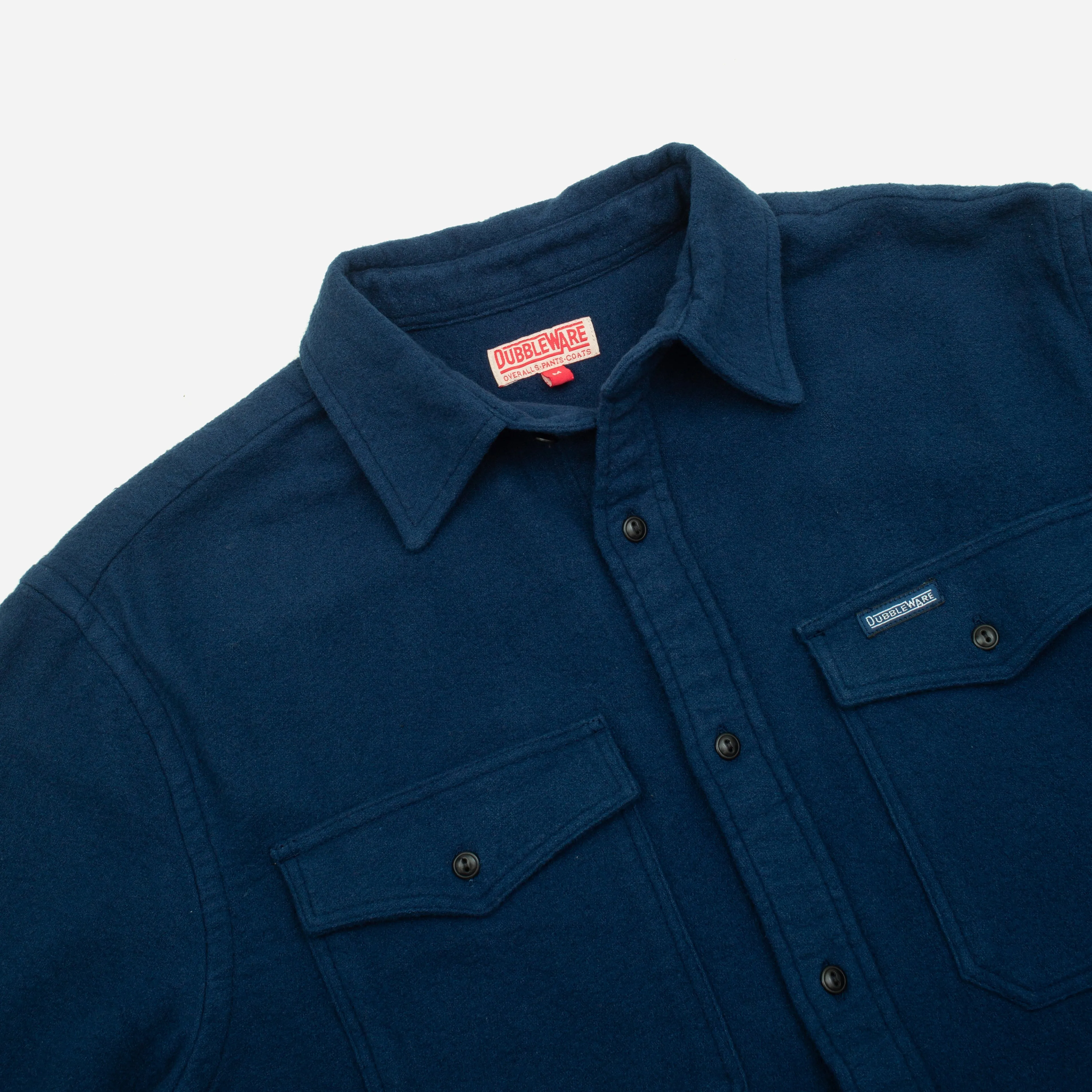 NOTCHED POCKET HEAVY FLANNEL OVERSHIRT - NAVY sold by Dubbleware product image thumbnail 4
