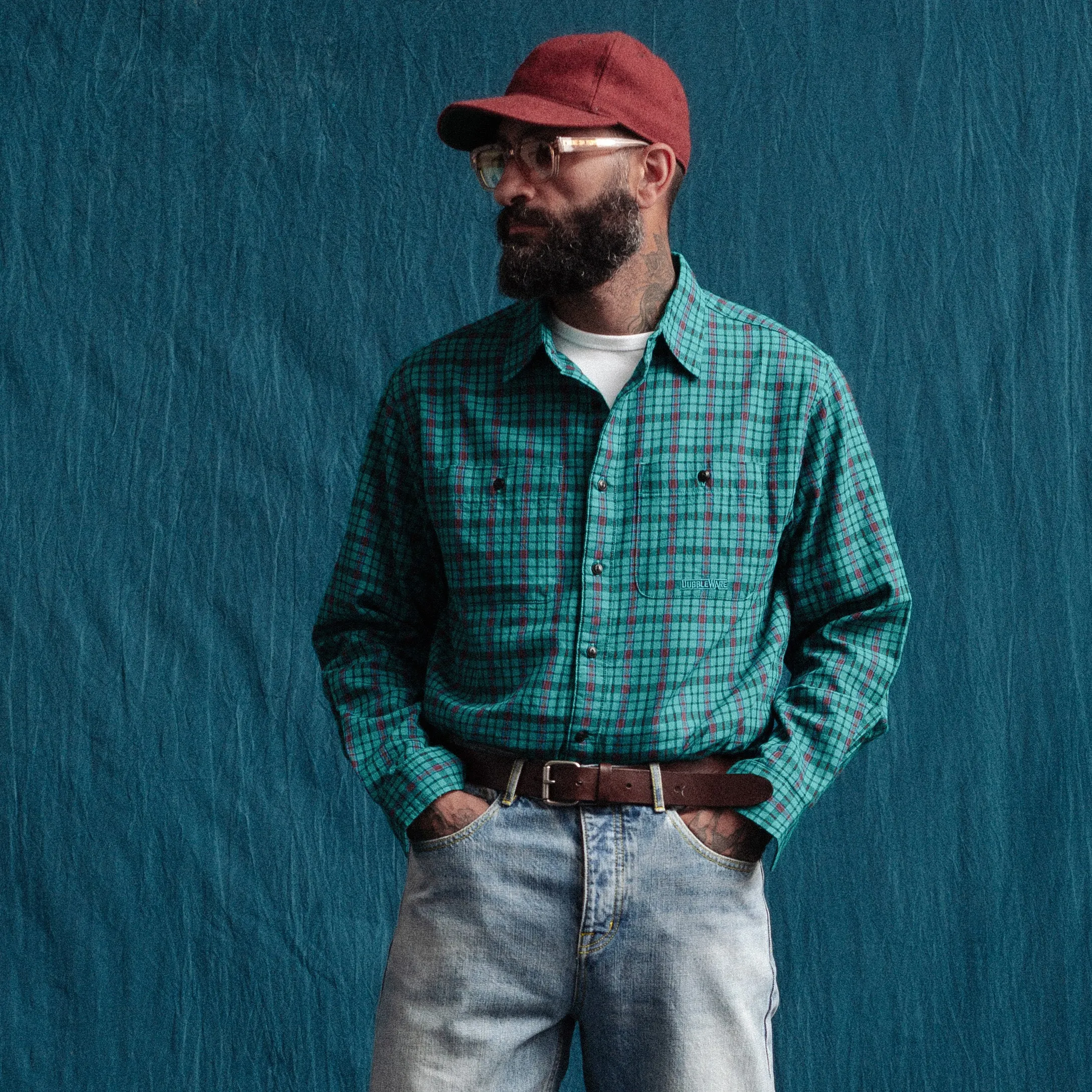 POP CHECK SHIRT- GREEN/BLACK sold by Dubbleware product image thumbnail 2