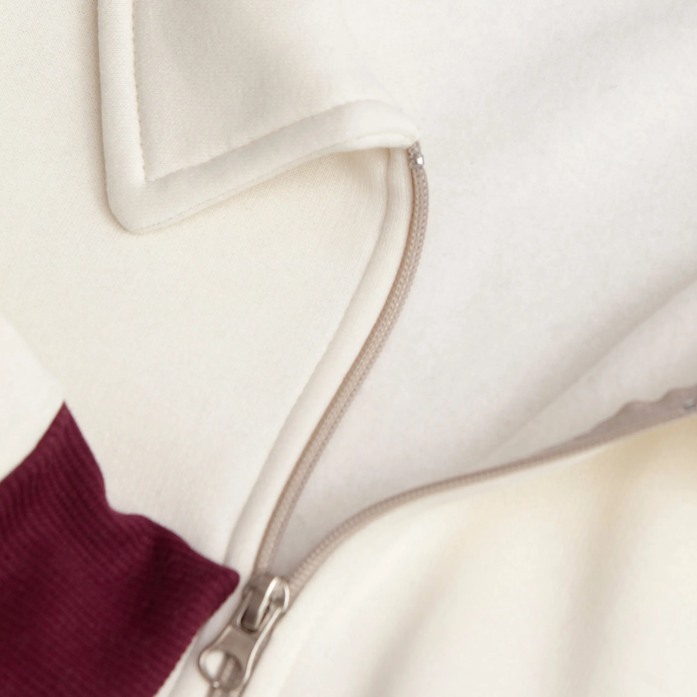 CONTRAST QUARTER ZIP SWEATER - ECRU / BURGUNDY sold by Dubbleware product image thumbnail 3