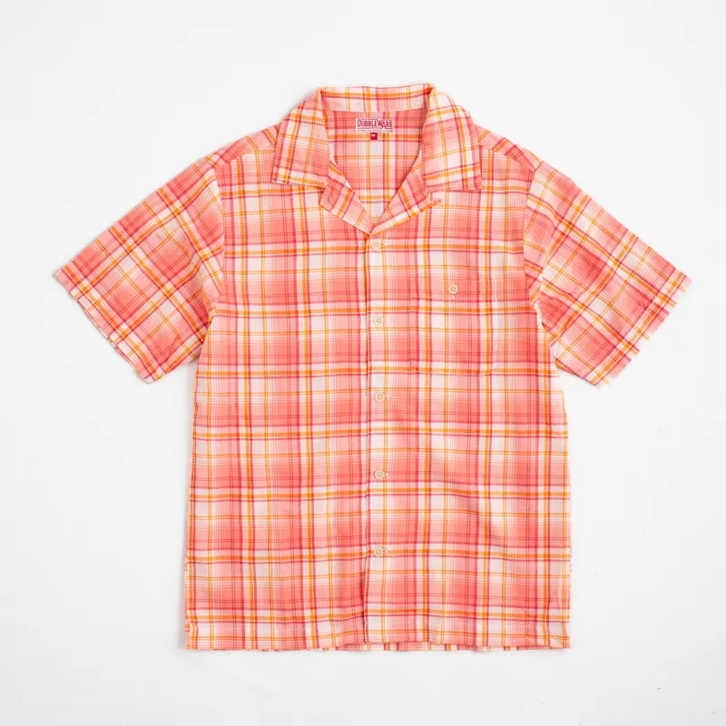QUINCY MADRAS CAMP SHIRT - PINK / ORANGE CHECK sold by Dubbleware