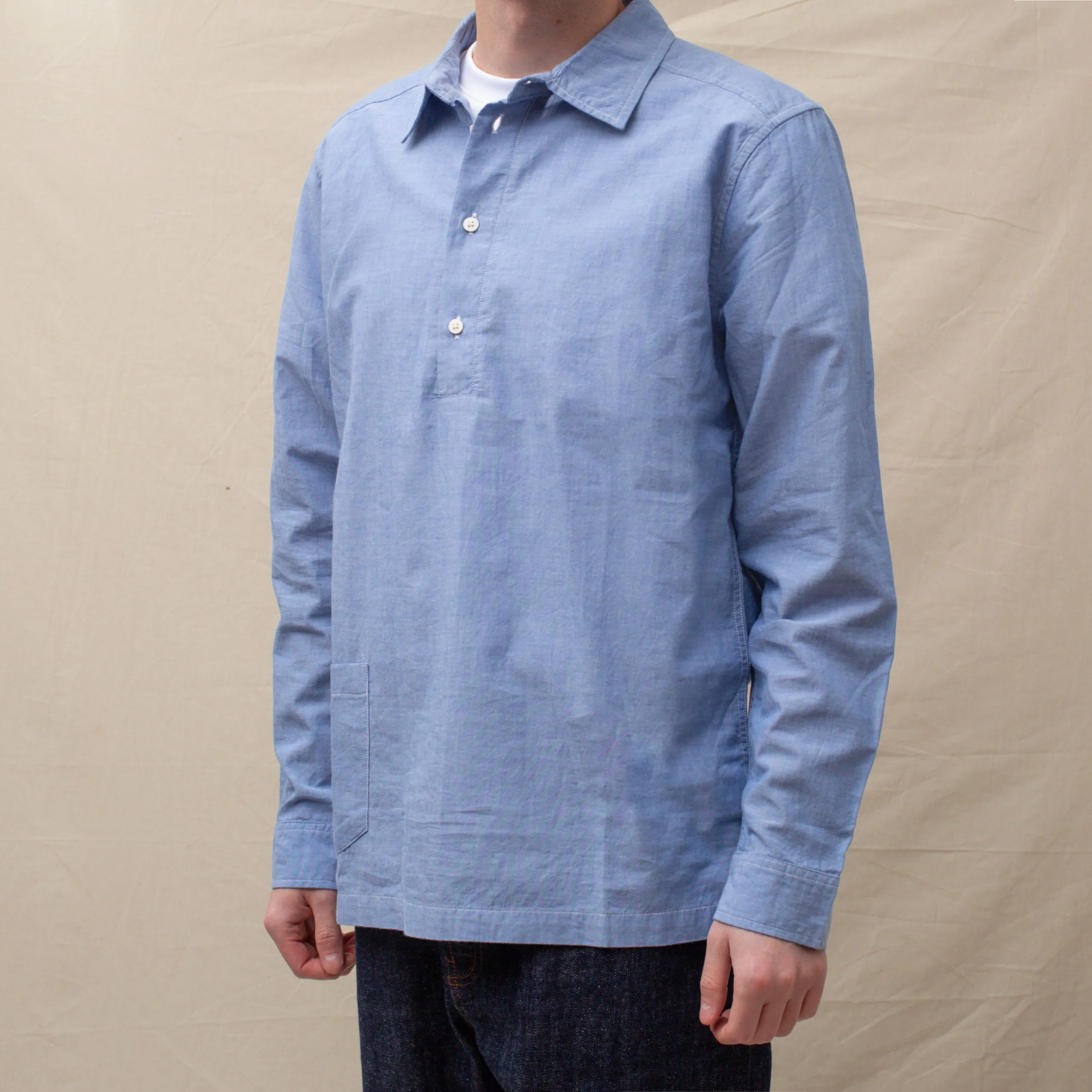 CHAMBRAY PULLOVER SHIRT - NAVY sold by Dubbleware product image thumbnail 4