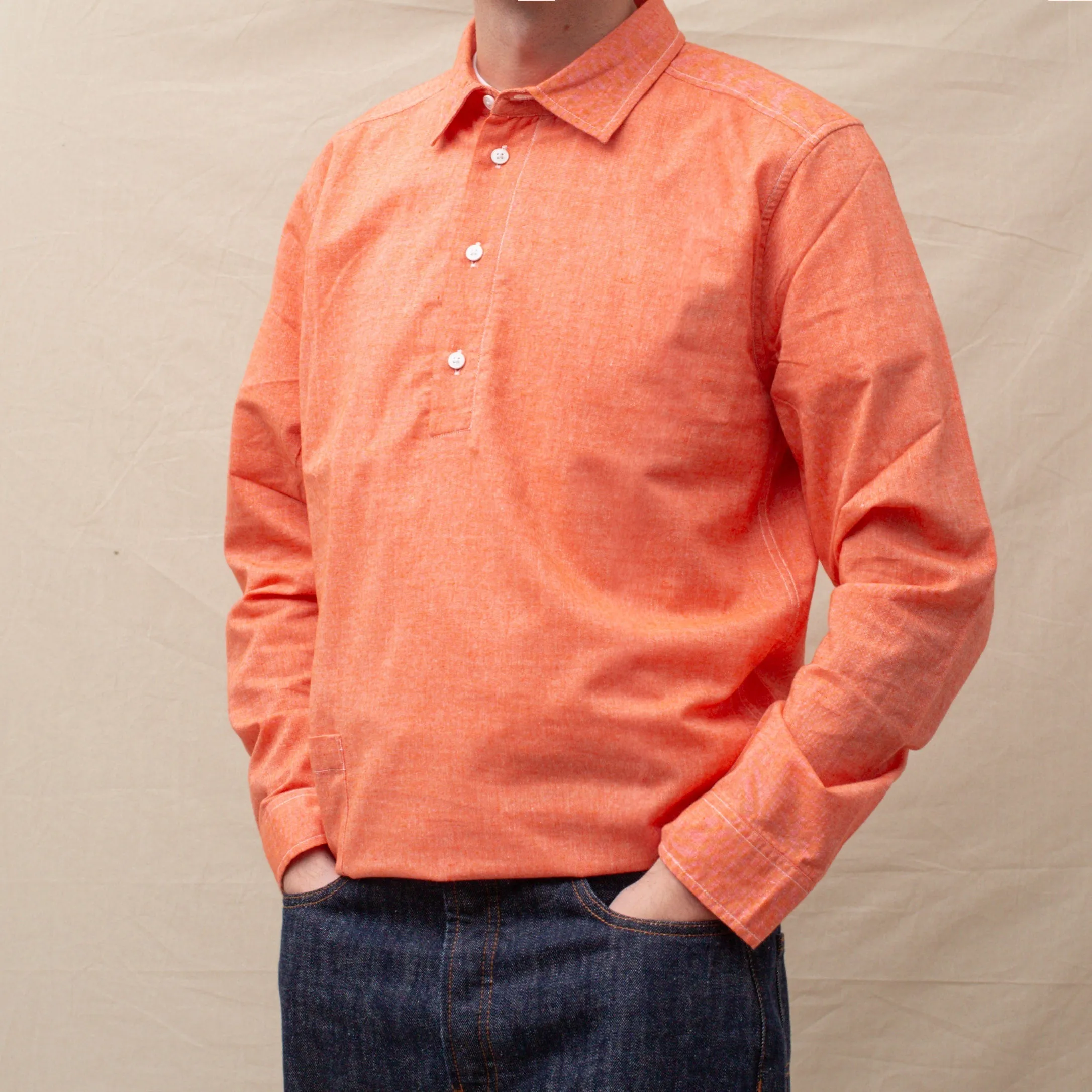 CHAMBRAY PULLOVER SHIRT - RED sold by Dubbleware product image thumbnail 4