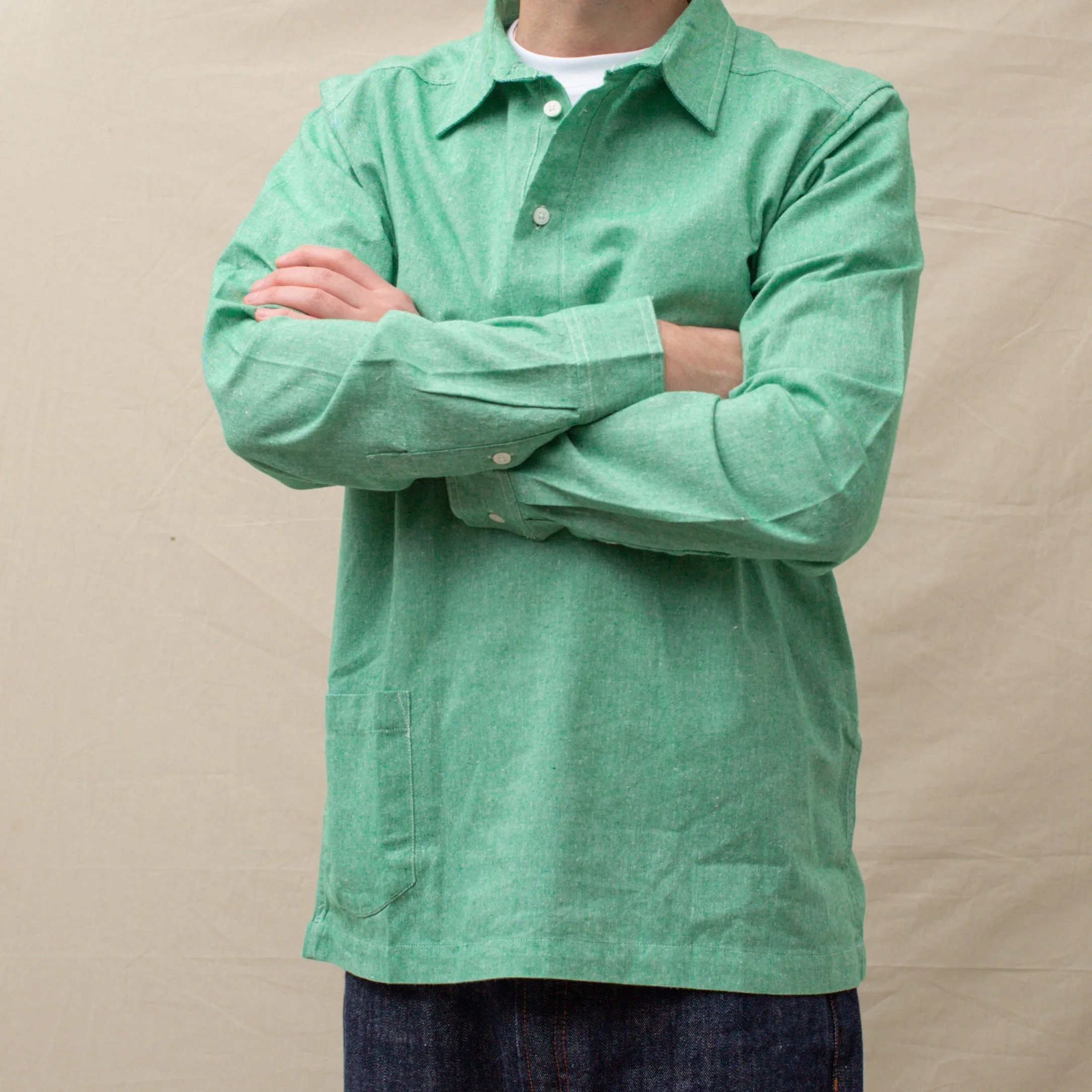 CHAMBRAY PULLOVER SHIRT - GREEN sold by Dubbleware product image thumbnail 4