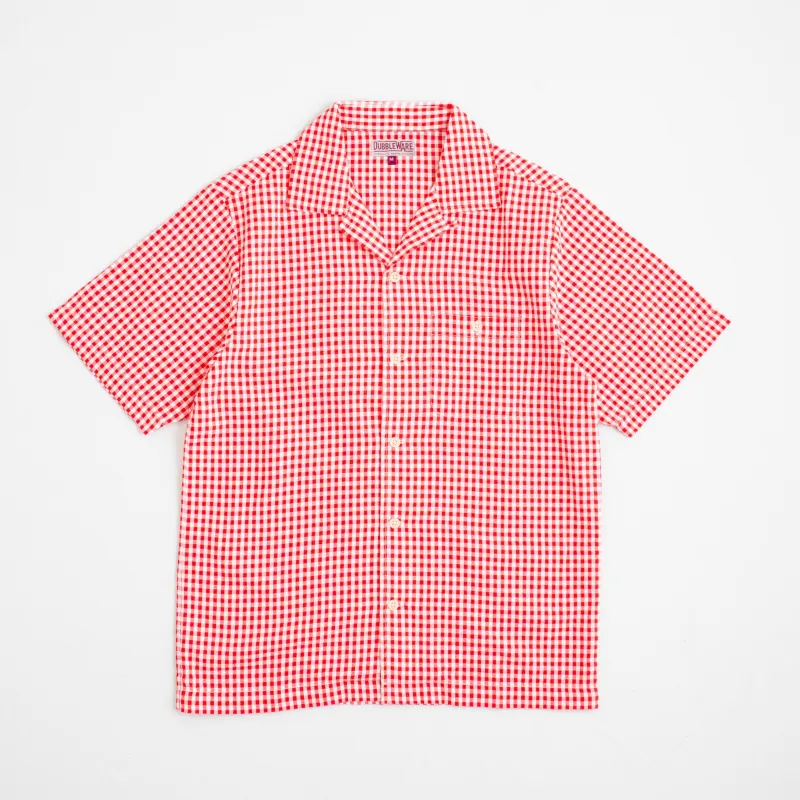 QUINCY SEERSUCKER CAMP SHIRT - RED CHECK sold by Dubbleware