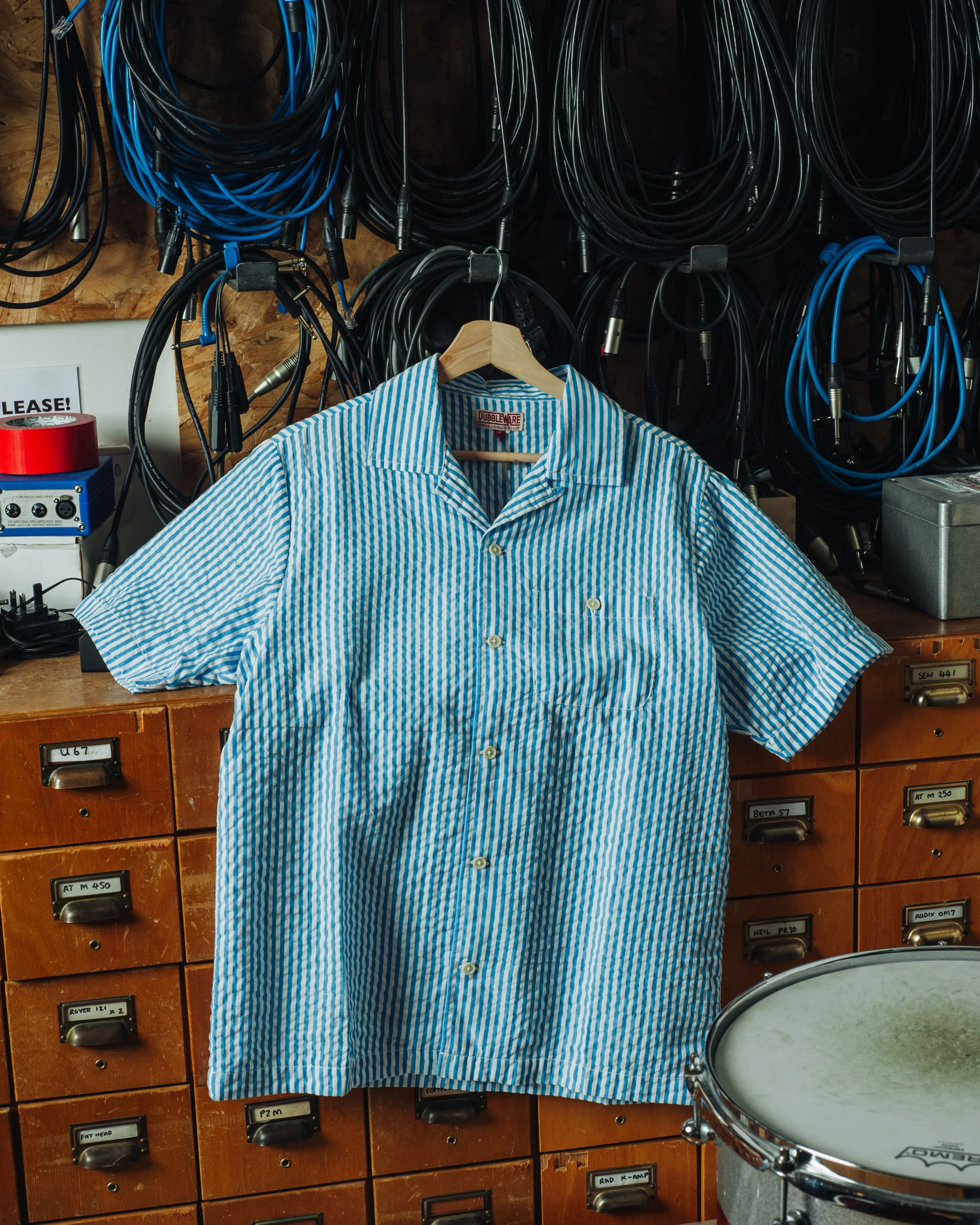 QUINCY SEERSUCKER CAMP SHIRT - NAVY STRIPE sold by Dubbleware product image thumbnail 5