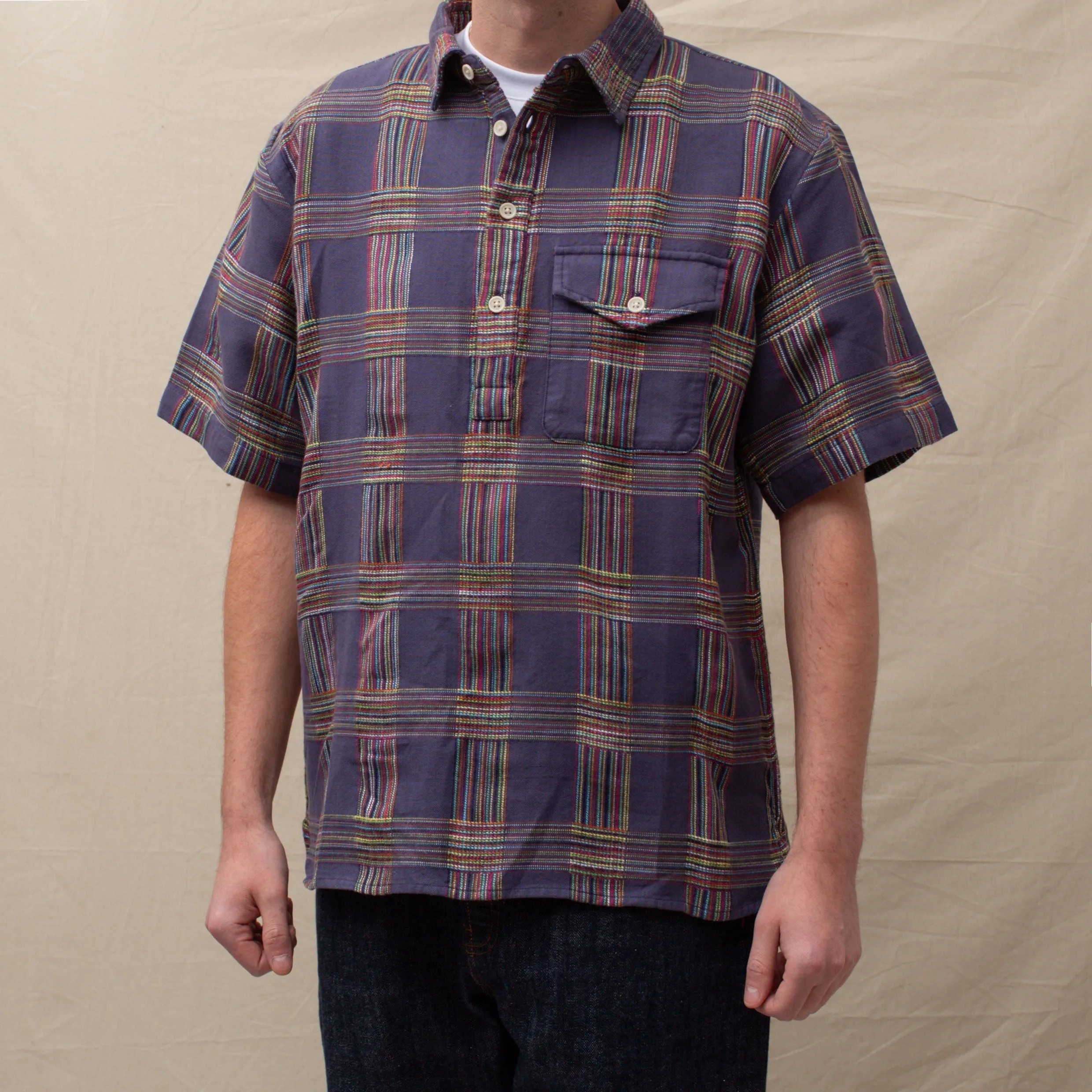 DOBBY CHECK PULLOVER SHIRT - NAVY MIX sold by Dubbleware product image thumbnail 4