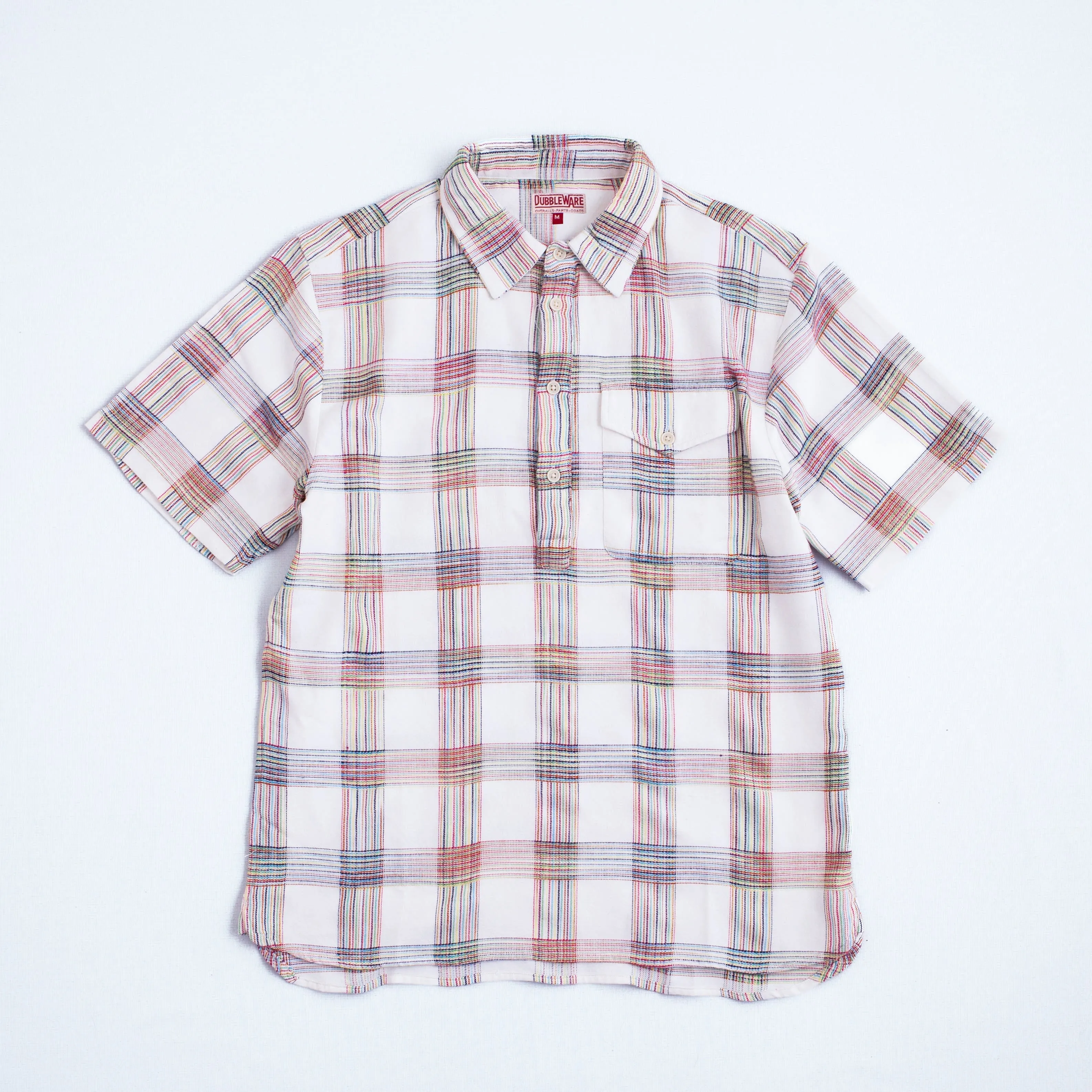 DOBBY CHECK PULLOVER SHIRT - WHITE MIX sold by Dubbleware