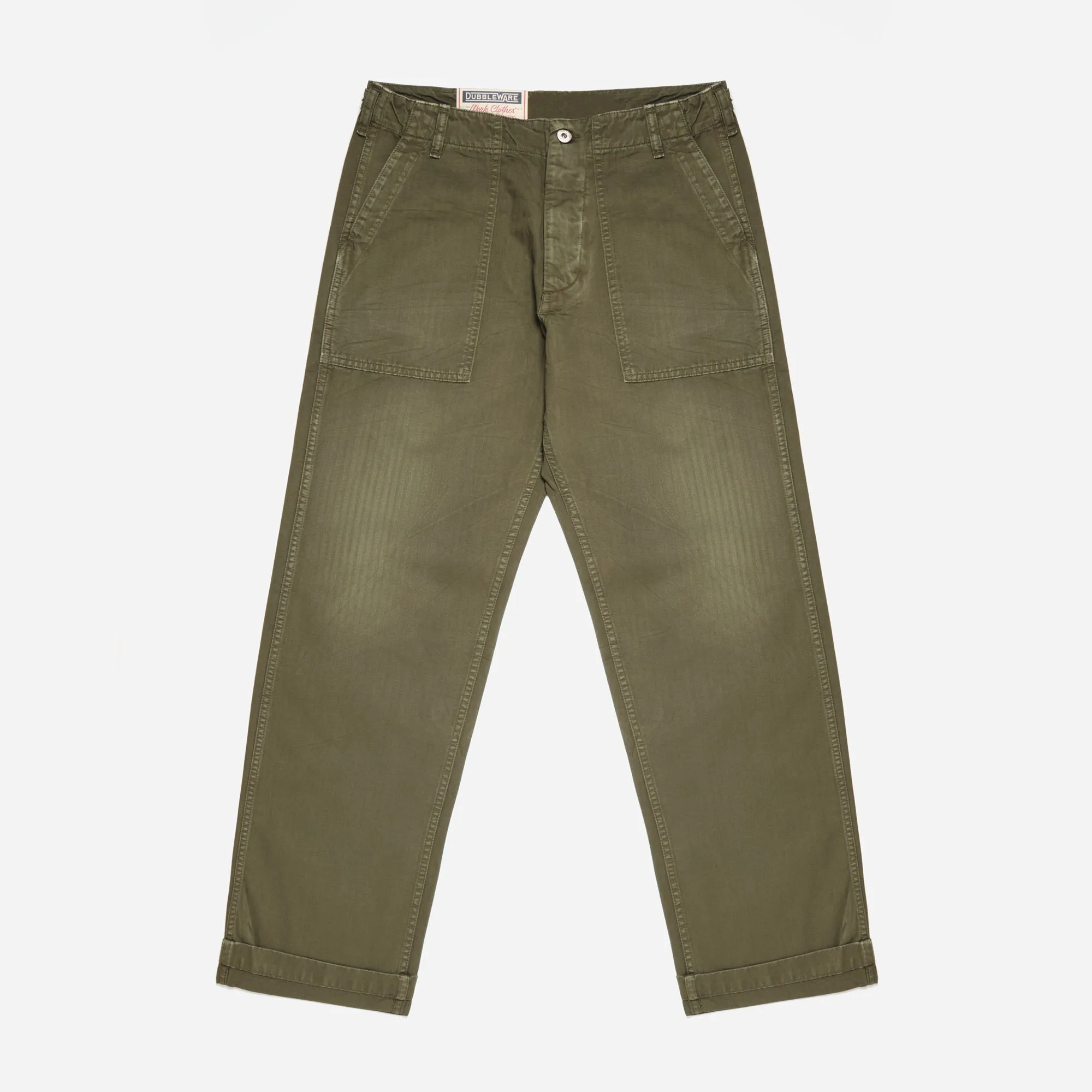 RELAXED FATIGUE PANT MADE IN ITALY - WASHED OLIVE sold by Dubbleware