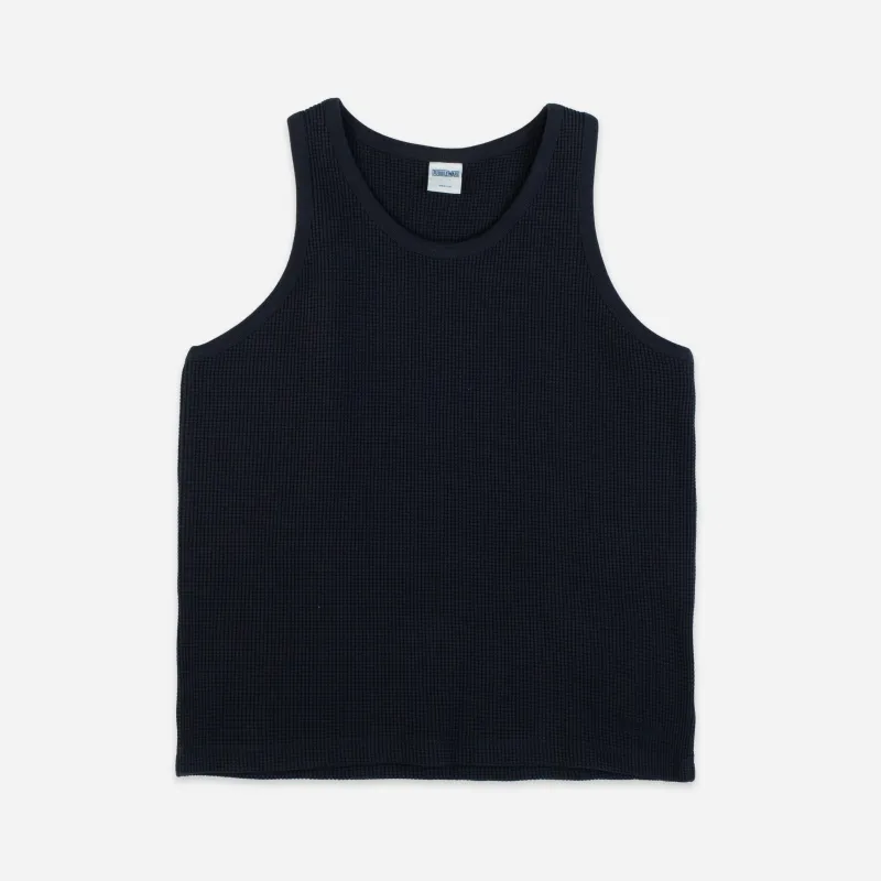 HEAVY WAFFLE TANK TOP - DARK NAVY sold by Dubbleware
