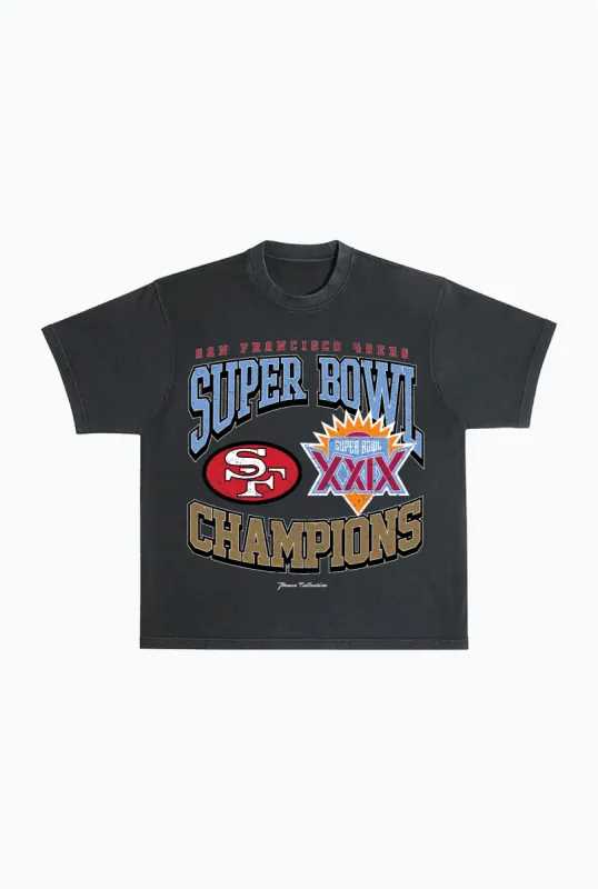 San Francisco 49ers Super Bowl XXIX Heavyweight T-Shirt - Black sold by Peace-Collective