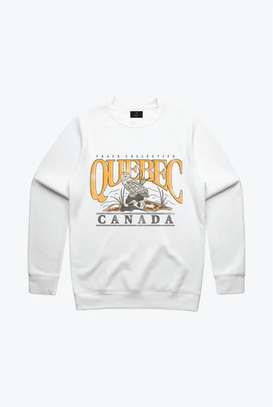 Quebec Snowy Owl Vintage Crewneck - White sold by Peace-Collective