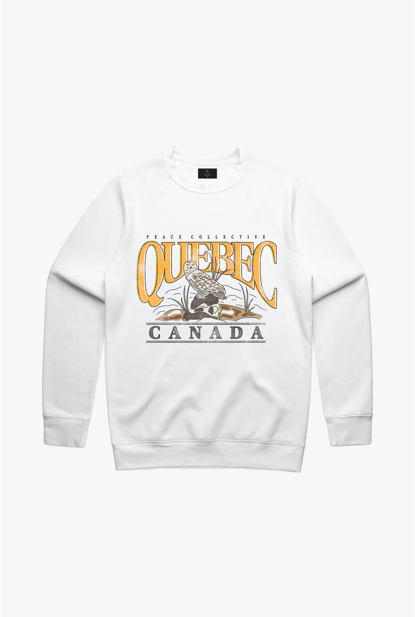 Quebec Snowy Owl Vintage Crewneck - White sold by Peace-Collective