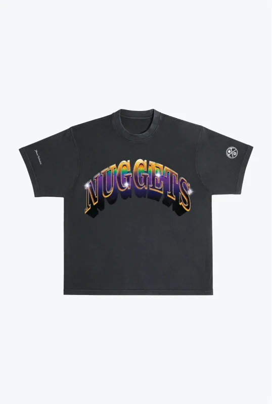 Denver Nuggets Graffiti Pigment Dye Heavyweight T-Shirt - Black sold by Peace-Collective