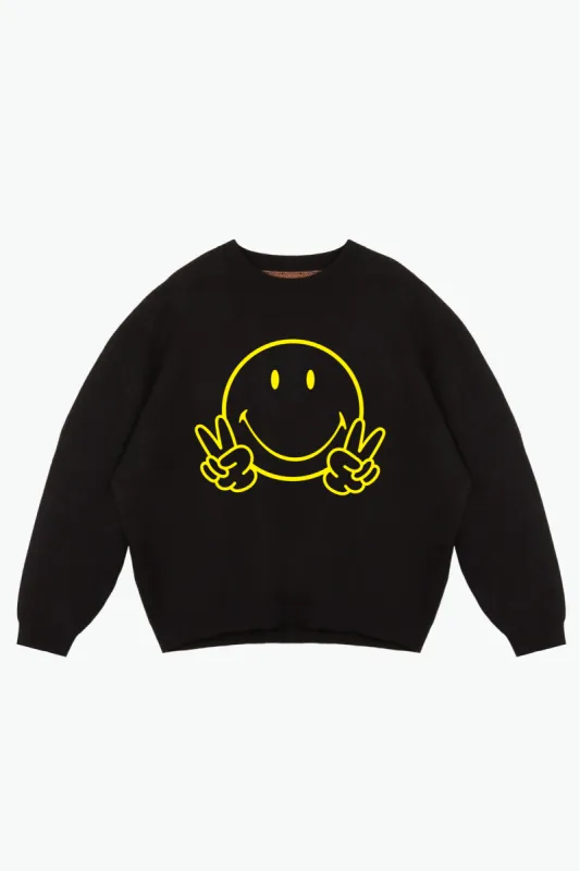 P/C x Smiley Knit Sweater - Black made by Peace-Collective