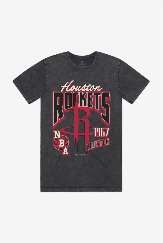 Houston Rockets Stonewash T-Shirt - Black sold by Peace-Collective