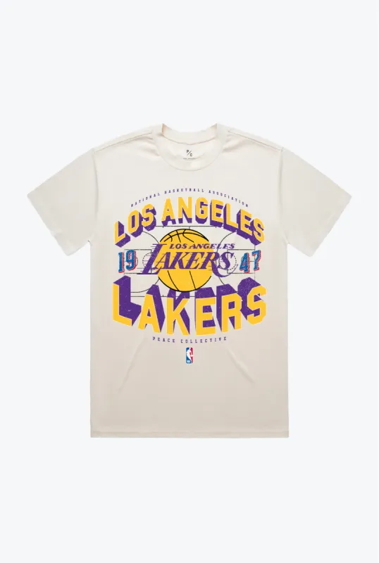 Los Angeles Lakers Court Premium T-Shirt - Ivory sold by Peace-Collective