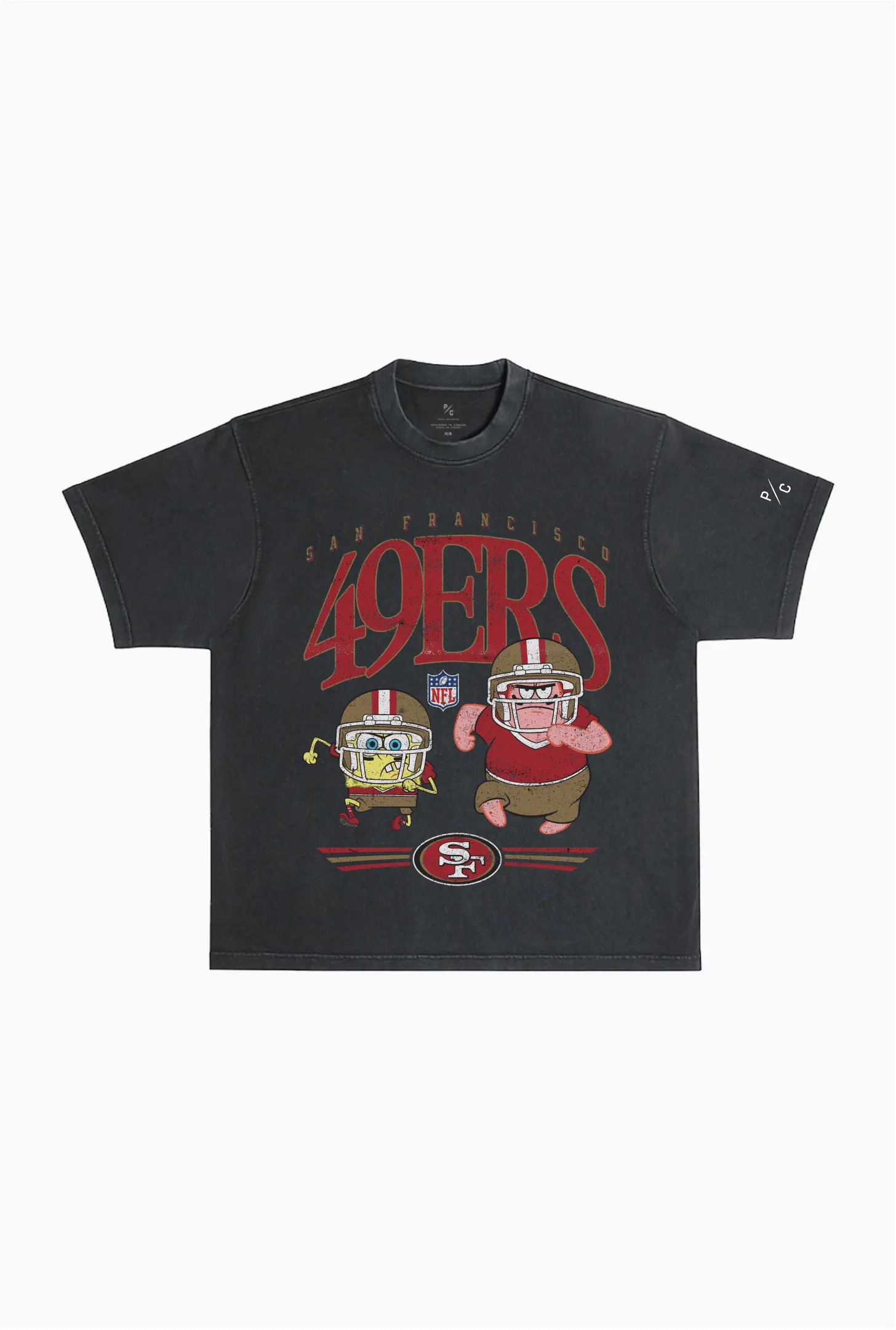Spongebob & Patrick Rush Heavy Pigment Dye T-Shirt - San Francisco 49ers sold by Peace-Collective
