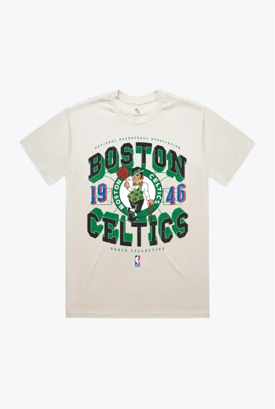 Boston Celtics Court Premium T-Shirt - Ivory sold by Peace-Collective