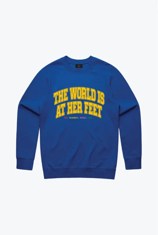 The World is at Her Feet Crewneck - Royal sold by Peace-Collective