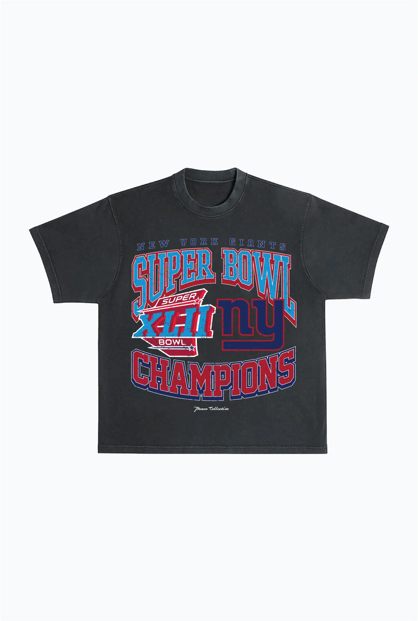 New York Giants Super Bowl XLII Heavyweight T-Shirt - Black sold by Peace-Collective