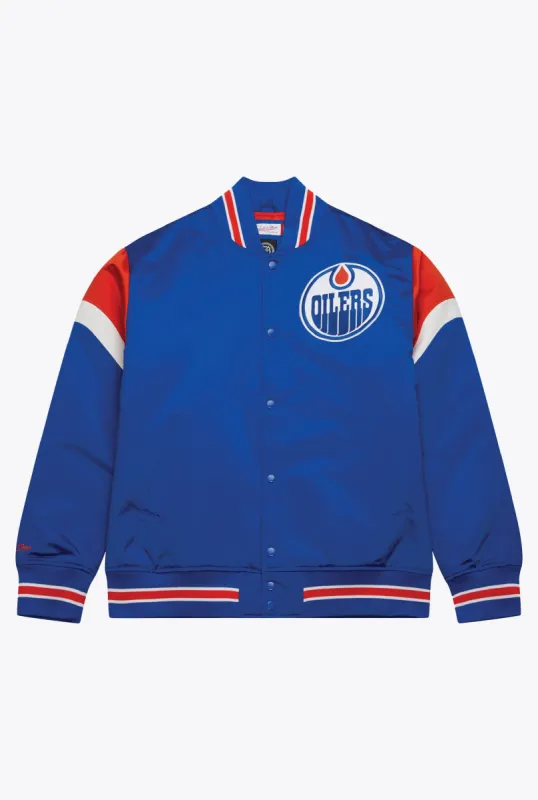 Edmonton Oilers Heavyweight Satin Jacket sold by Peace-Collective