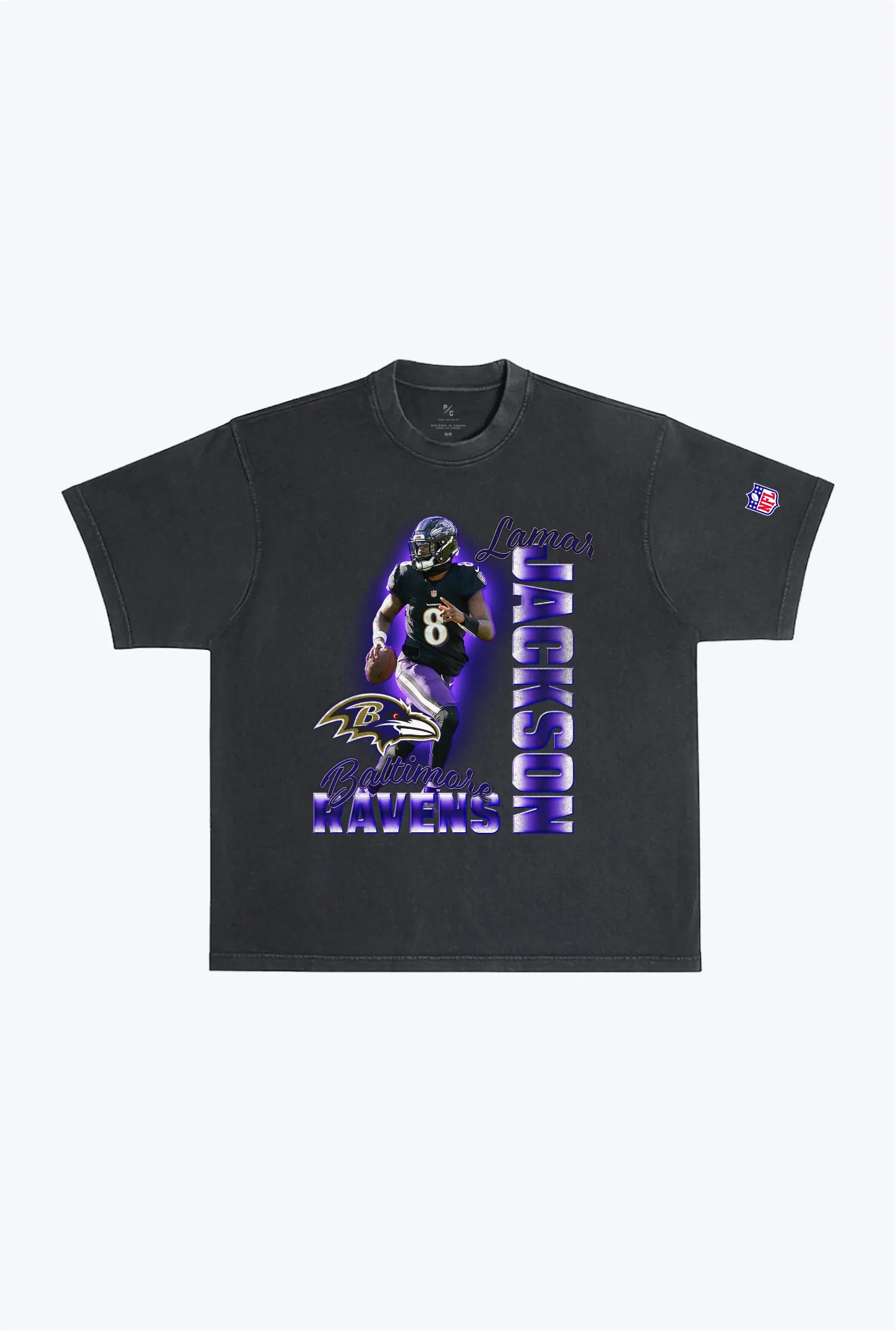 Lamar Jackson Garment Dyed Heavyweight T-Shirt - Black sold by Peace-Collective