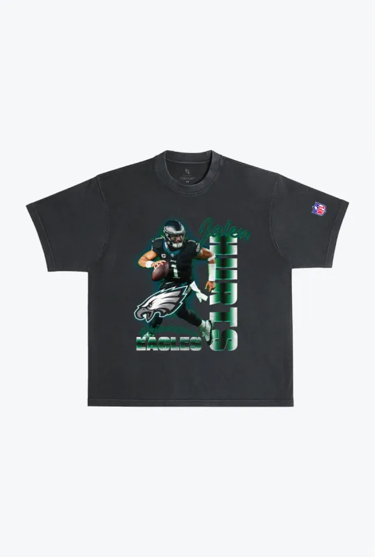Jalen Hurts Garment Dyed Heavyweight T-Shirt - Black sold by Peace-Collective