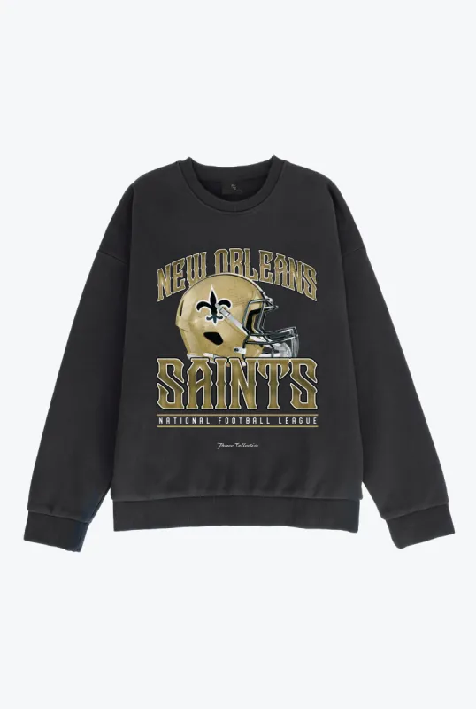 New Orleans Saints Helmet SuperHeavy™️ Crewneck - Off Black sold by Peace-Collective