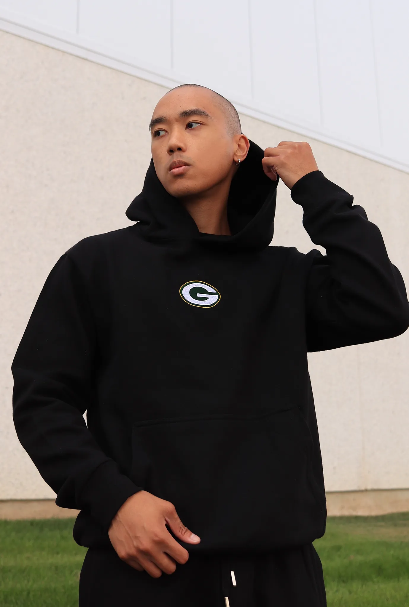 Green Bay Packers Logo Heavyweight Hoodie - Black sold by Peace-Collective product image thumbnail 2