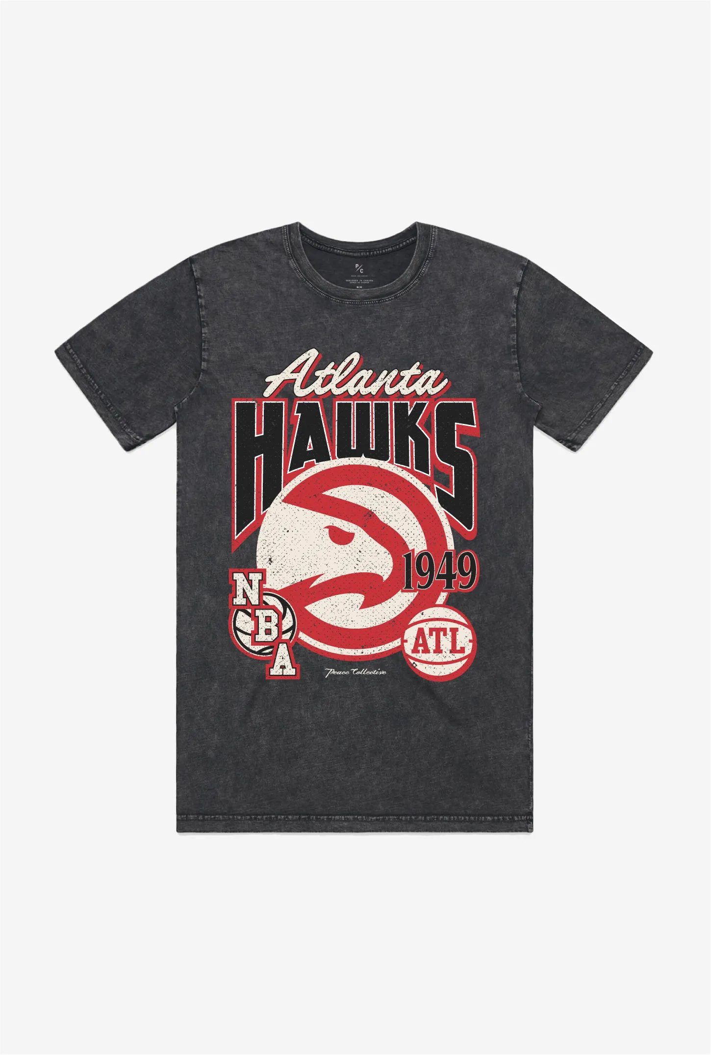 Atlanta Hawks Stonewash T-Shirt - Black sold by Peace-Collective