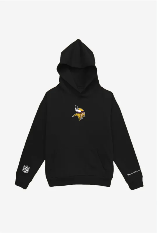 Minnesota Vikings Logo Heavyweight Hoodie - Black sold by Peace-Collective