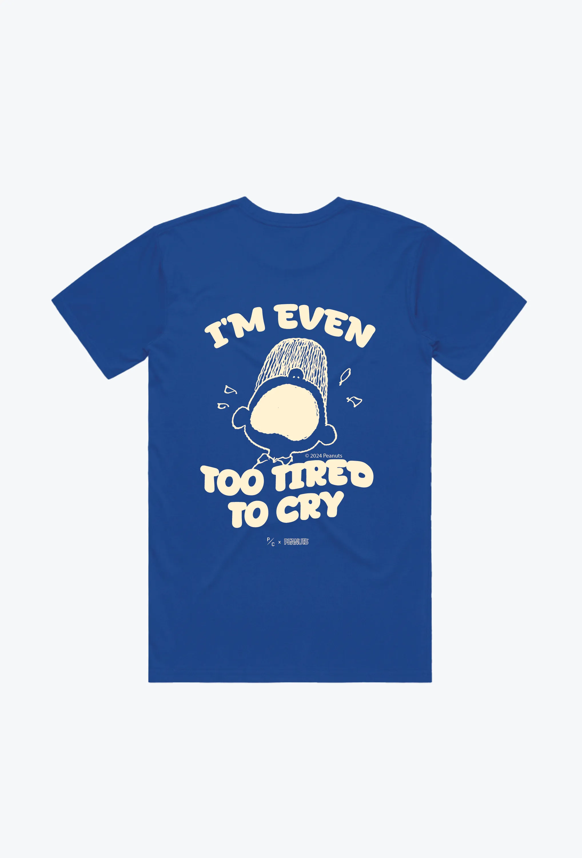 P/C x Peanuts Too Tired T-Shirt - Royal sold by Peace-Collective product image thumbnail 2