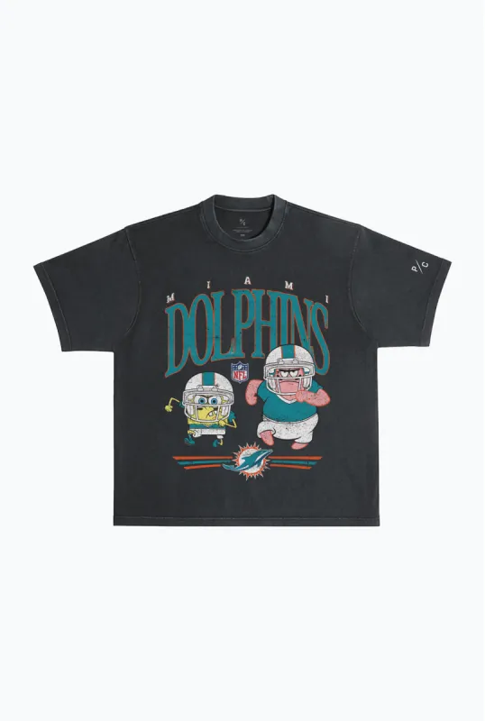 Spongebob & Patrick Rush Heavy Pigment Dye T-Shirt - Miami Dolphins sold by Peace-Collective