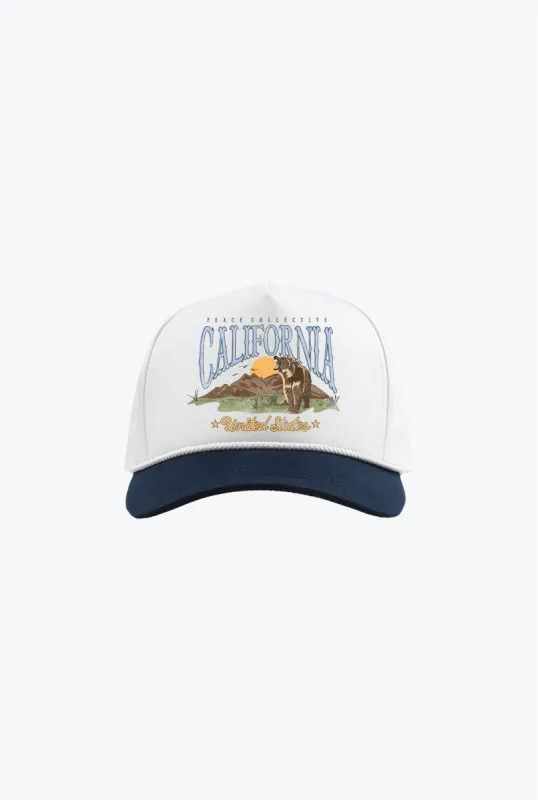 California Grizzly Vintage Golfer - White/Navy sold by Peace-Collective
