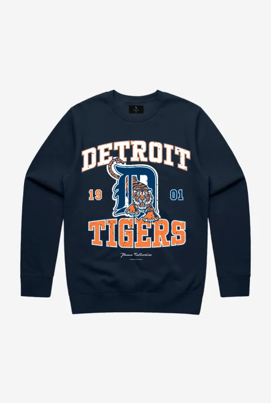 Detroit Tigers Vintage Washed Crewneck - Navy sold by Peace-Collective