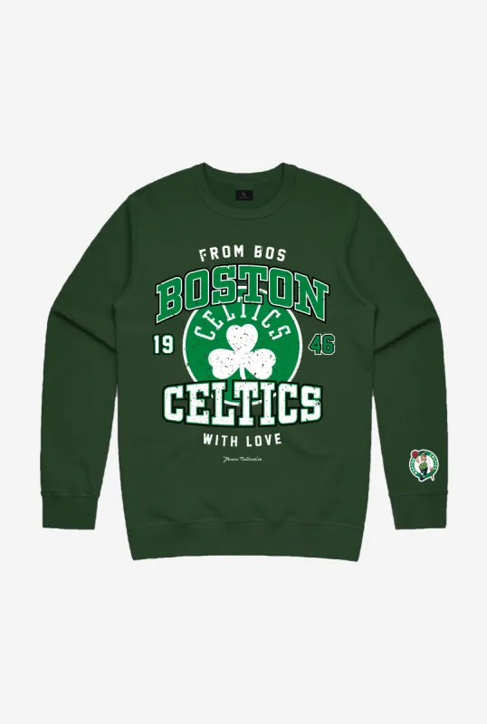 Boston Celtics Washed Crewneck - Forest Green sold by Peace-Collective