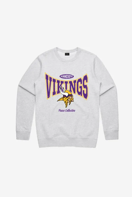Minnesota Vikings Washed Graphic Crewneck - Ash sold by Peace-Collective