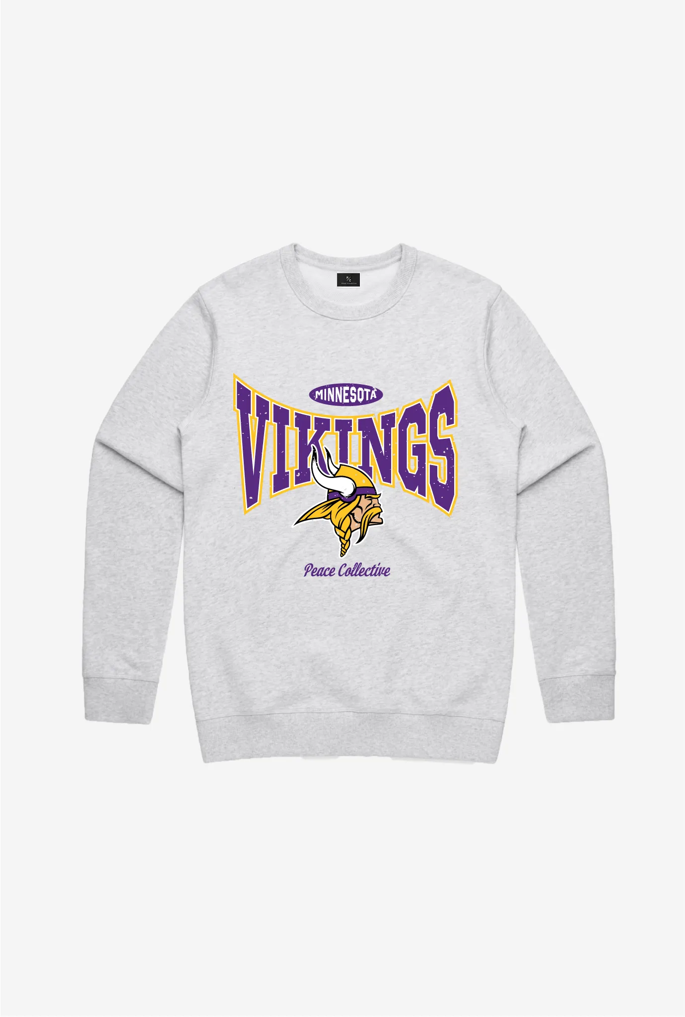 Minnesota Vikings Washed Graphic Crewneck - Ash sold by Peace-Collective