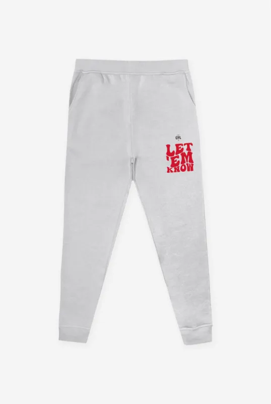 Calgary Stampeders Let 'em Know Jogger - Ash sold by Peace-Collective