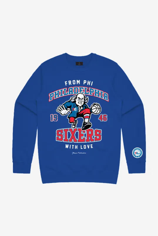Philadelphia 76ers Washed Crewneck - Royal sold by Peace-Collective