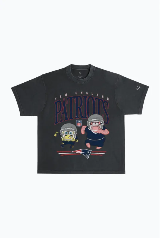 Spongebob & Patrick Rush Heavy Pigment Dye T-Shirt - New England Patriots sold by Peace-Collective