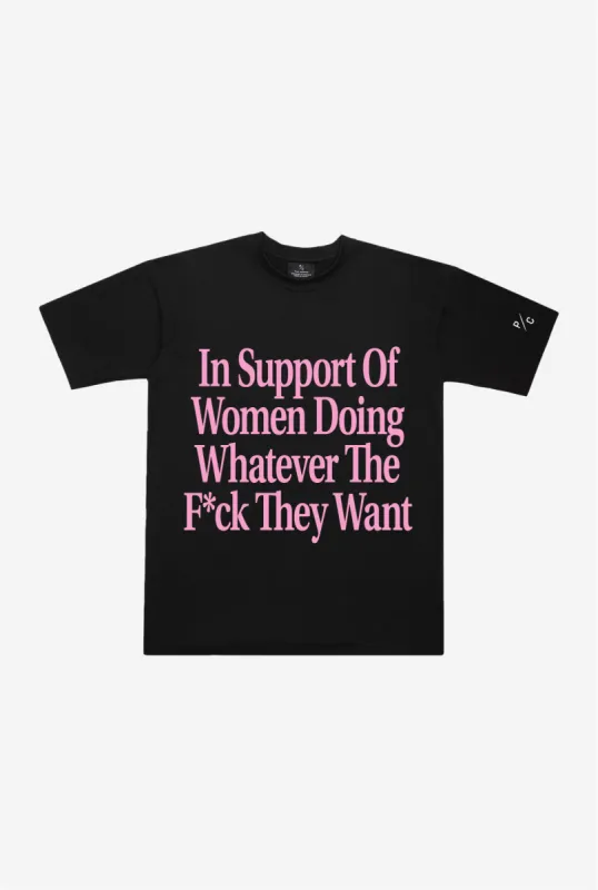 In Support of Women Heavyweight T-Shirt - Black sold by Peace-Collective