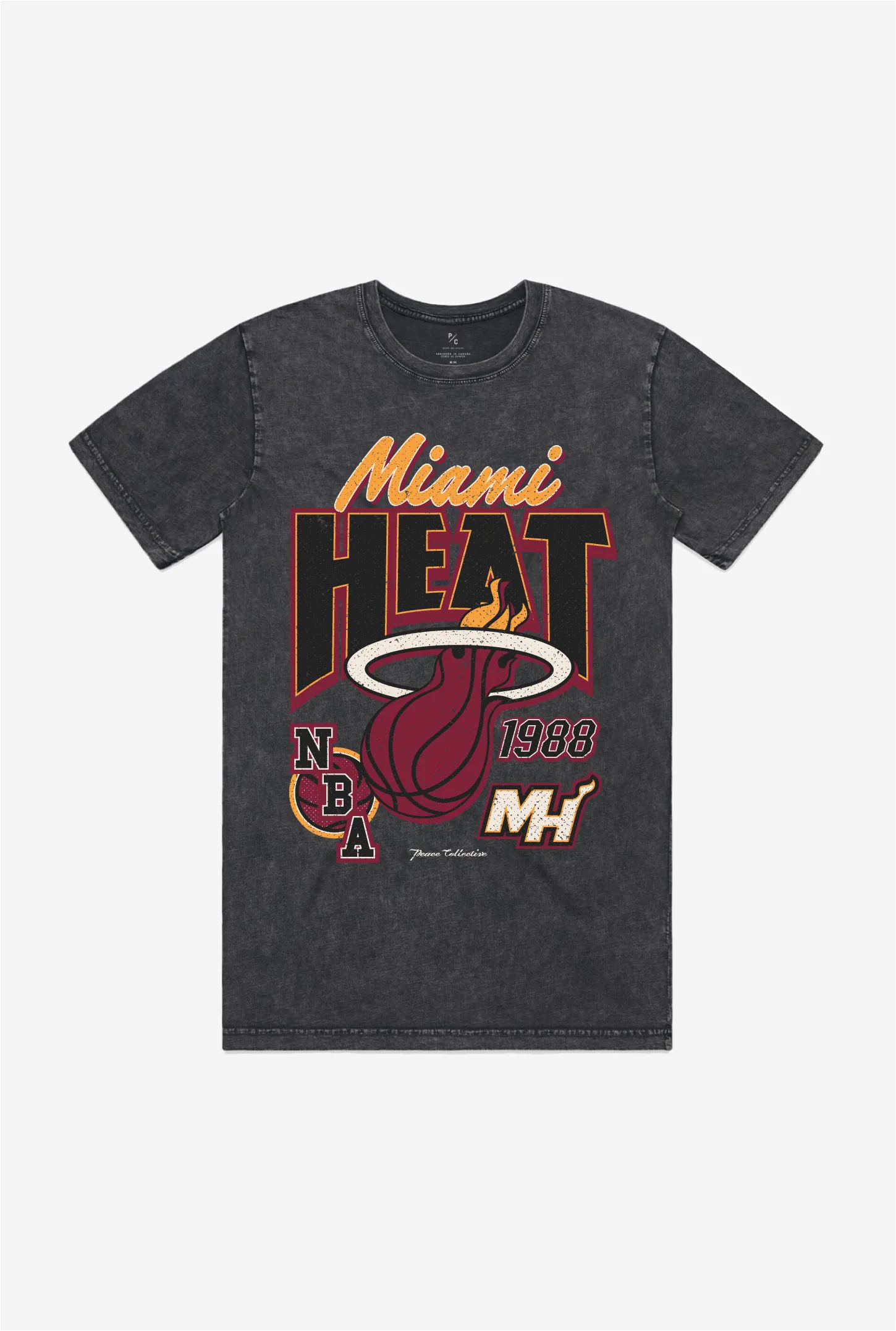Miami Heat Stonewash T-Shirt - Black sold by Peace-Collective