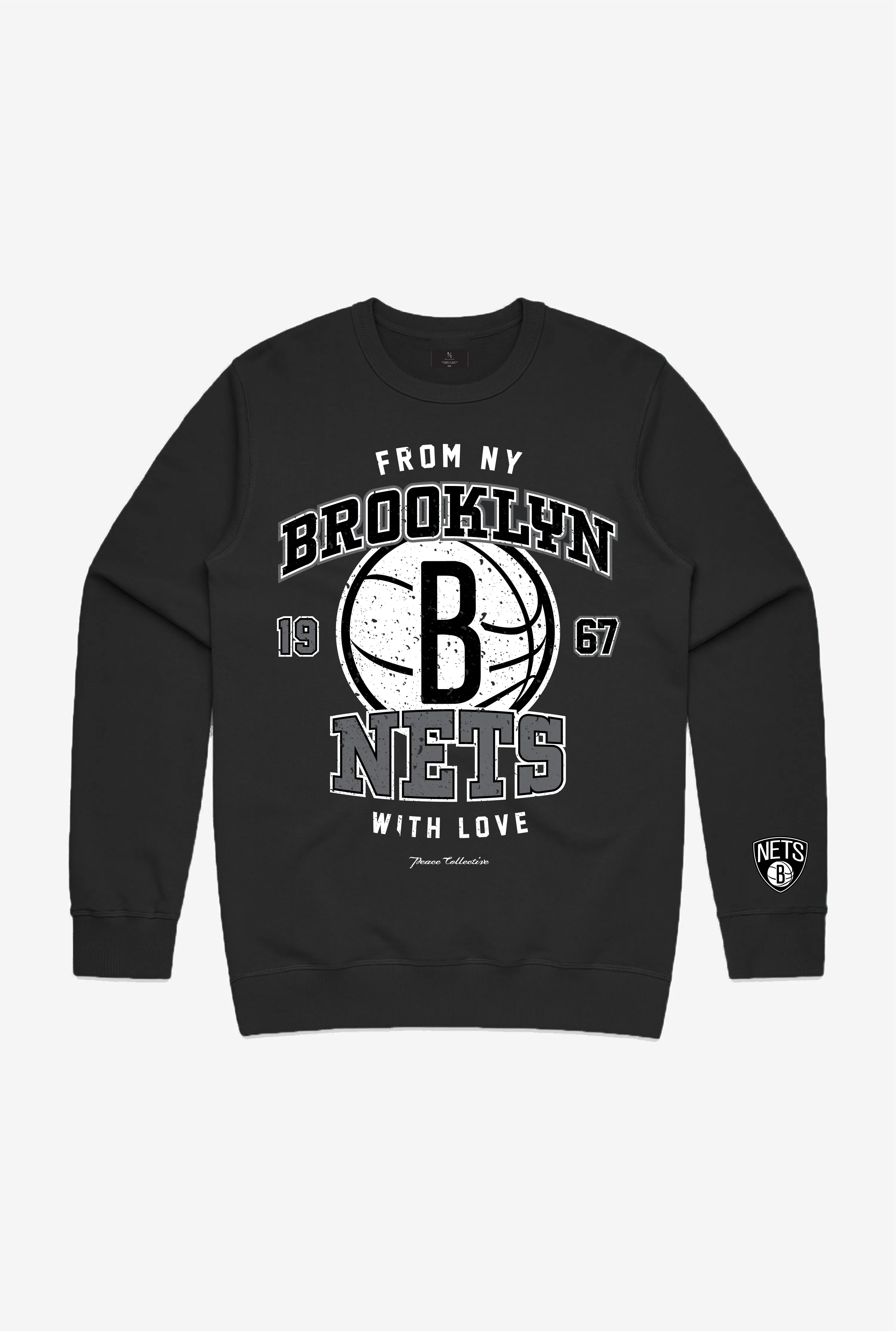 Brooklyn Nets Washed Crewneck - Black sold by Peace-Collective